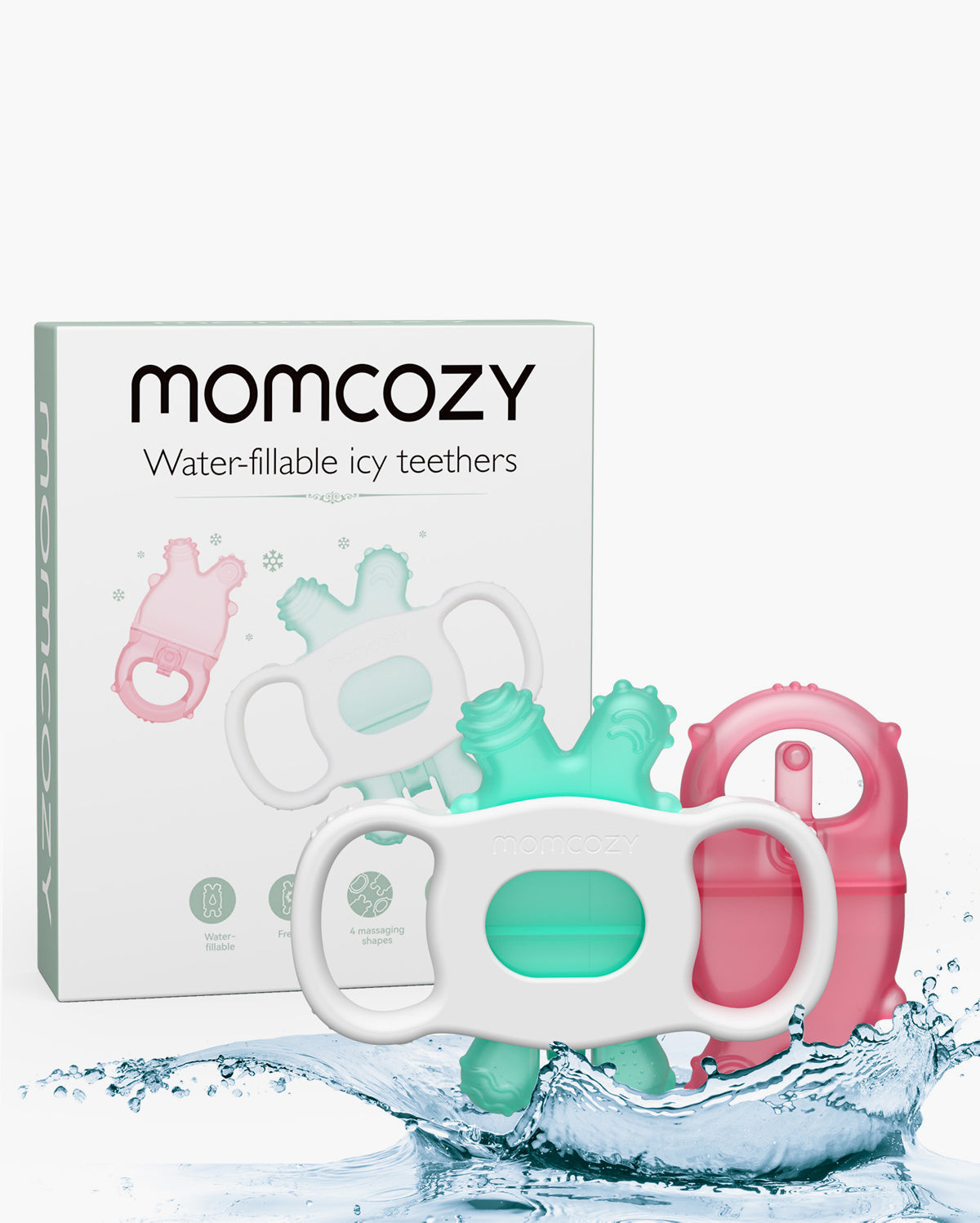 Momcozy Water Fillable Teether (Green and Pink 2 Pcs)