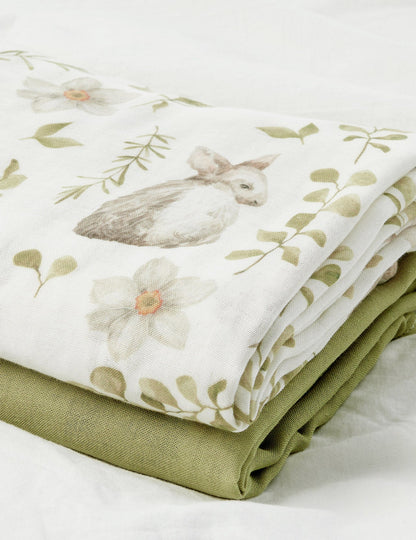Momcozy Softness Swaddle Blankets -  Rabbit Green (2 Pack)