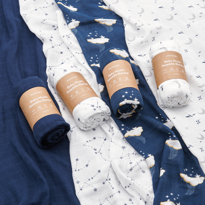 Momcozy Softness Swaddle Blankets -   Midnight Star Clouds (4 Pack)