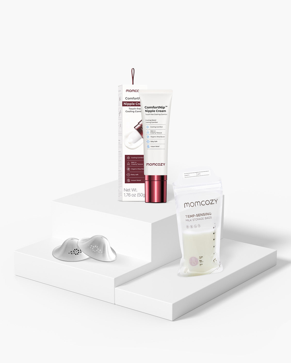 Breastfeeding Essentials Bundle: Nipple Cream, Silver Nipple Shields & Milk Storage Bags