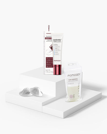 Breastfeeding Essentials Bundle: Nipple Cream, Silver Nipple Shields & Milk Storage Bags