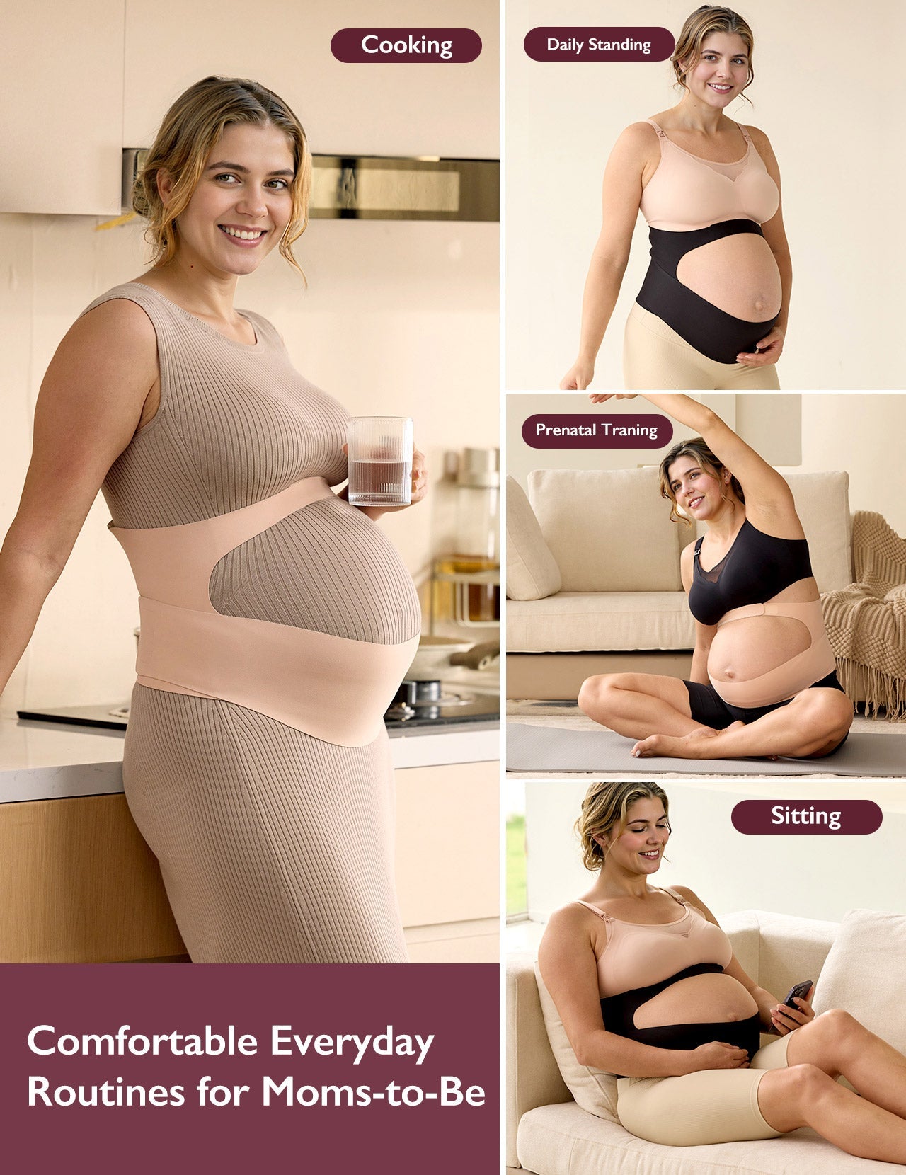 Pregnancy Comfort Bundle: Ergonest Belly Band and Ultra Soft Seamless Nursing Bra YN21