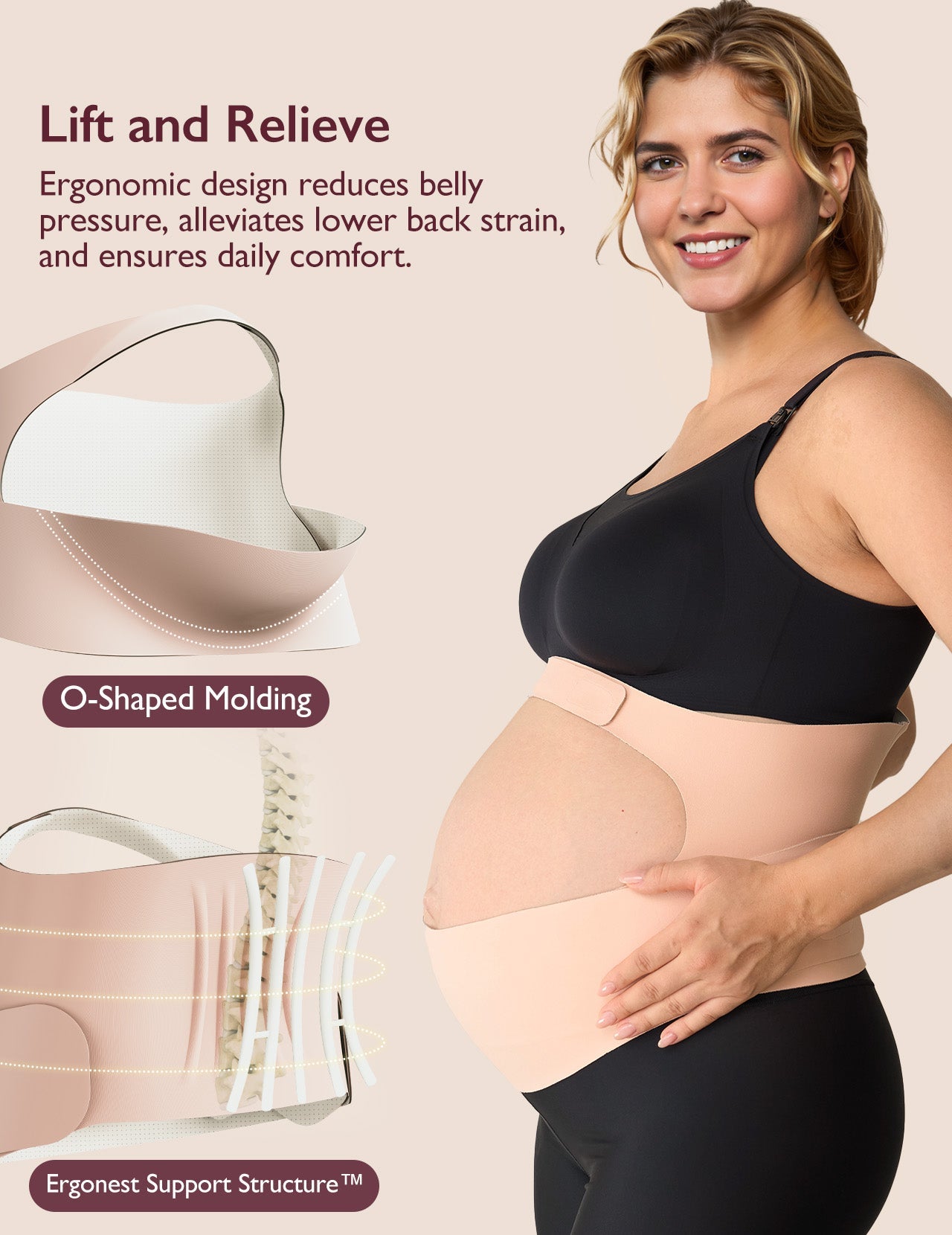 Pregnancy Comfort Bundle: Ergonest Belly Band and Ultra Soft Seamless Nursing Bra YN21