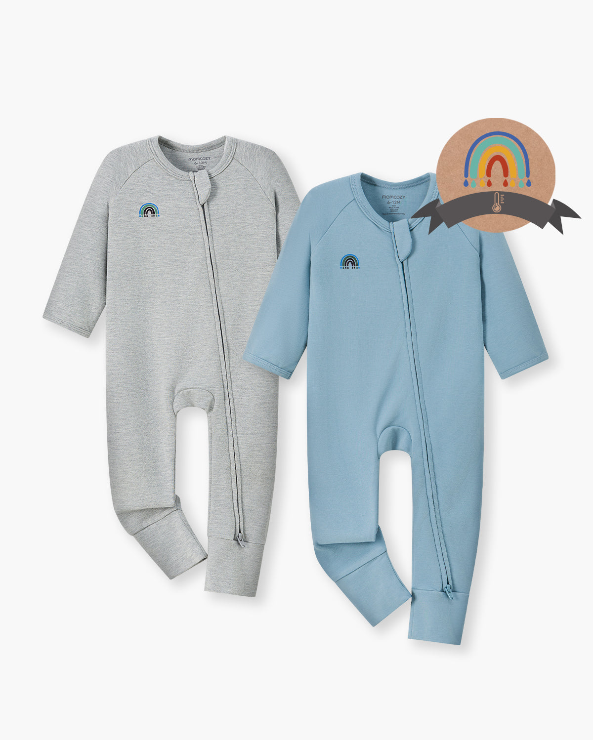 Momcozy Boy Girl Baby Pajamas - Newborn Sleepers - Blue & Grey