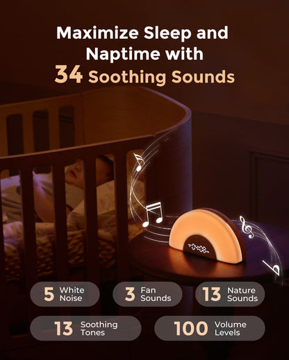 DreamSync Tech™ Smart Baby Sound Machine - Rainbow Light & App Control