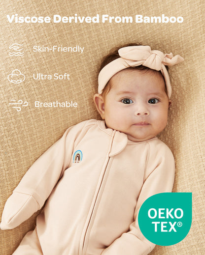 Momcozy Boy Girl Baby Pajamas - Newborn Sleepers - Dull Brown & Pinkish Grey