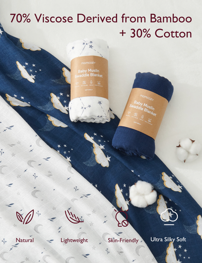 Momcozy Softness Swaddle Blankets -   Midnight Star Clouds (4 Pack)