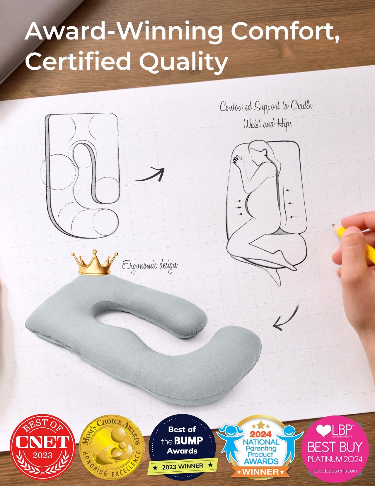 U Shaped Cooling Fabric Pregnancy Pillow