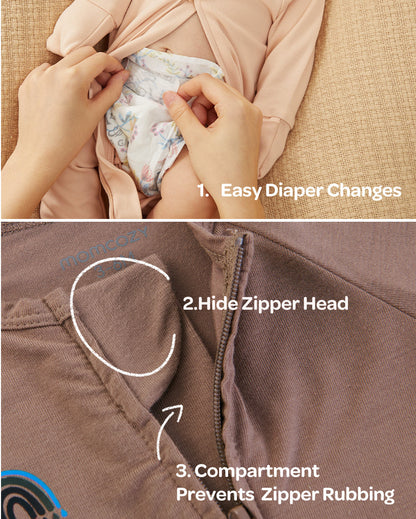 Momcozy Boy Girl Baby Pajamas - Newborn Sleepers - Dull Brown & Pinkish Grey