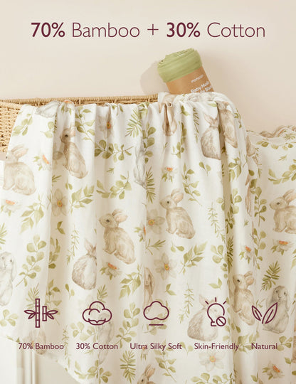 Momcozy Softness Swaddle Blankets -  Rabbit Green (2 Pack)