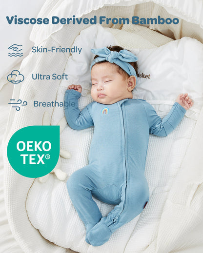 Momcozy Boy Girl Baby Pajamas - Newborn Sleepers - Dull Brown & Pinkish Grey