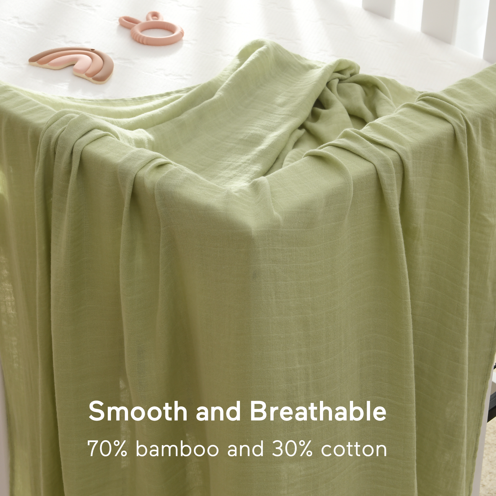 Momcozy Softness Swaddle Blankets -  Light Green (4 Pack)