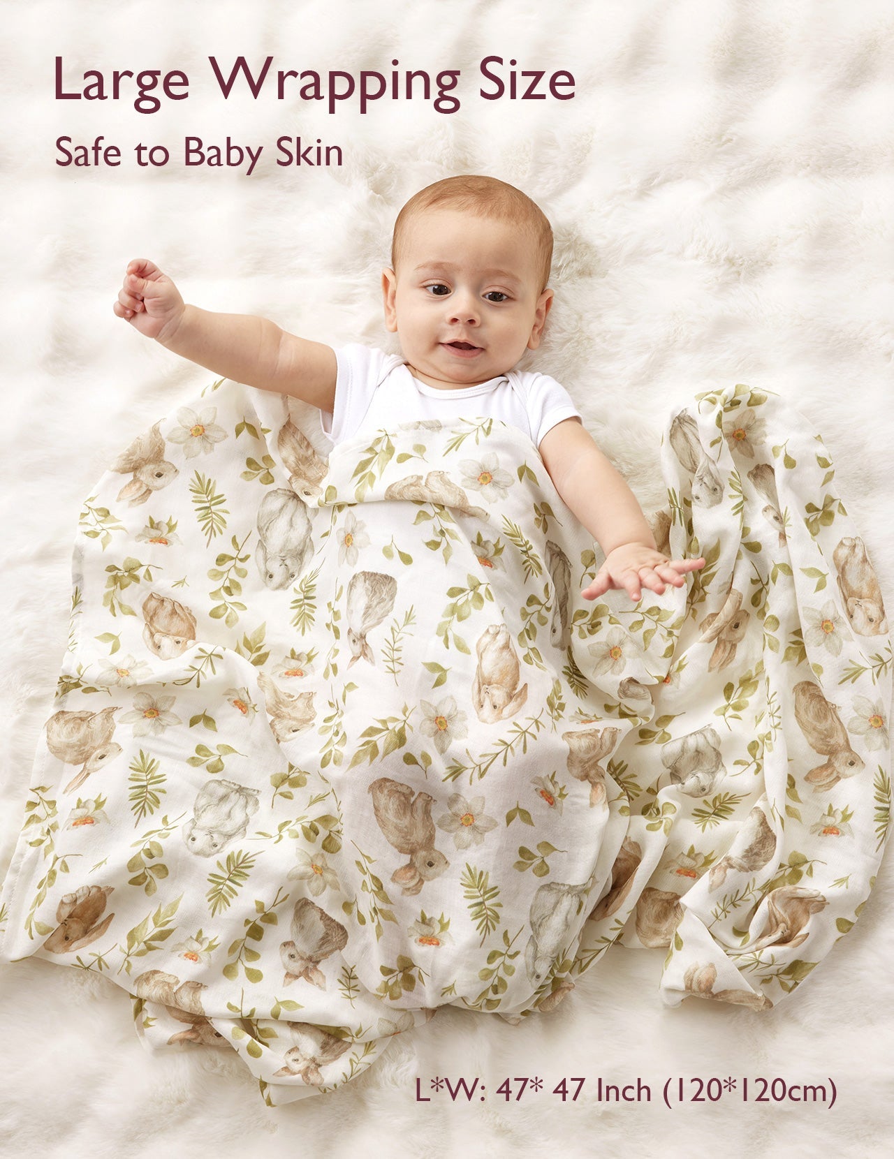 Momcozy Softness Swaddle Blankets -  Rabbit Green (2 Pack)
