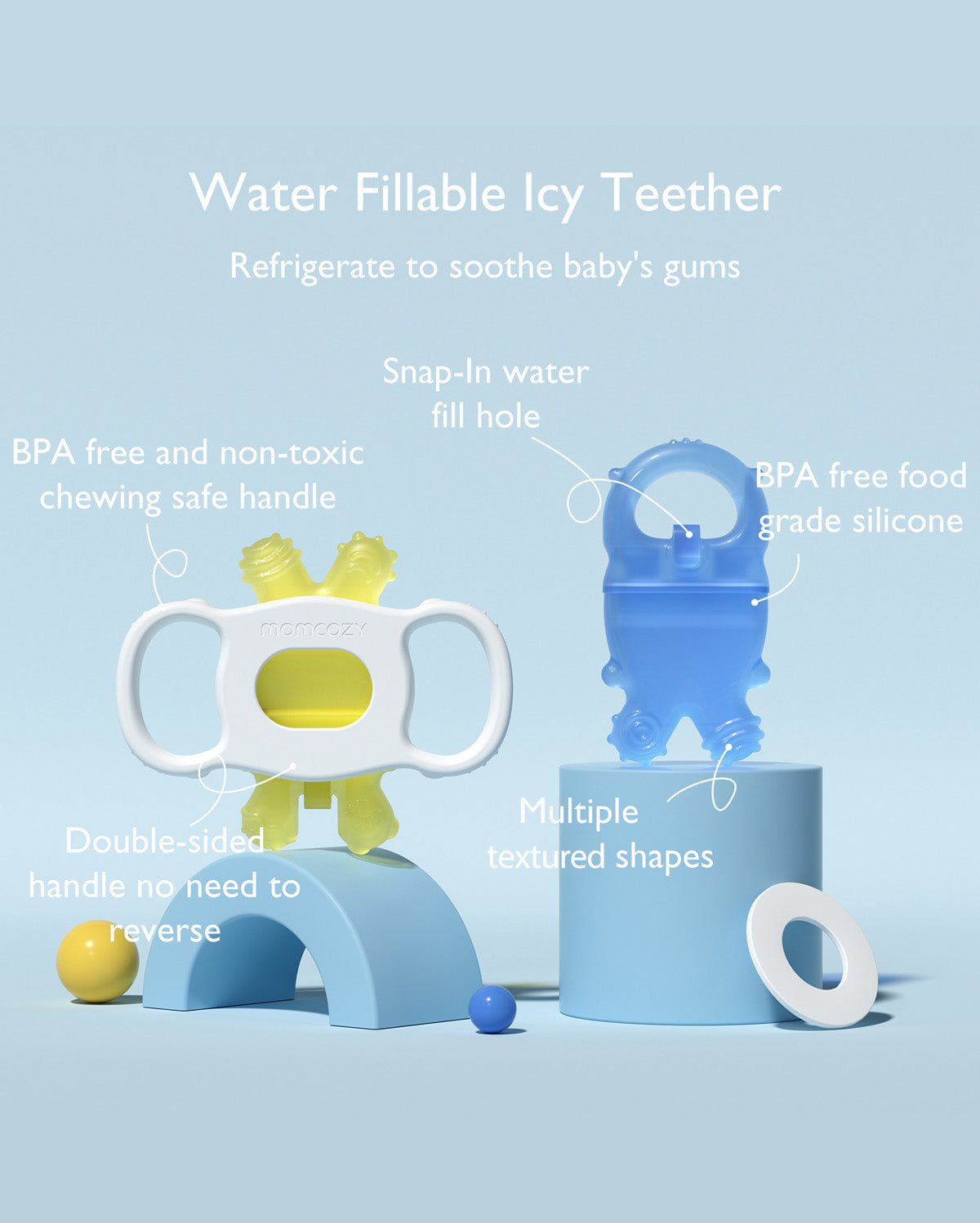 Momcozy Water Fillable Teether (Green and Pink 2 Pcs)