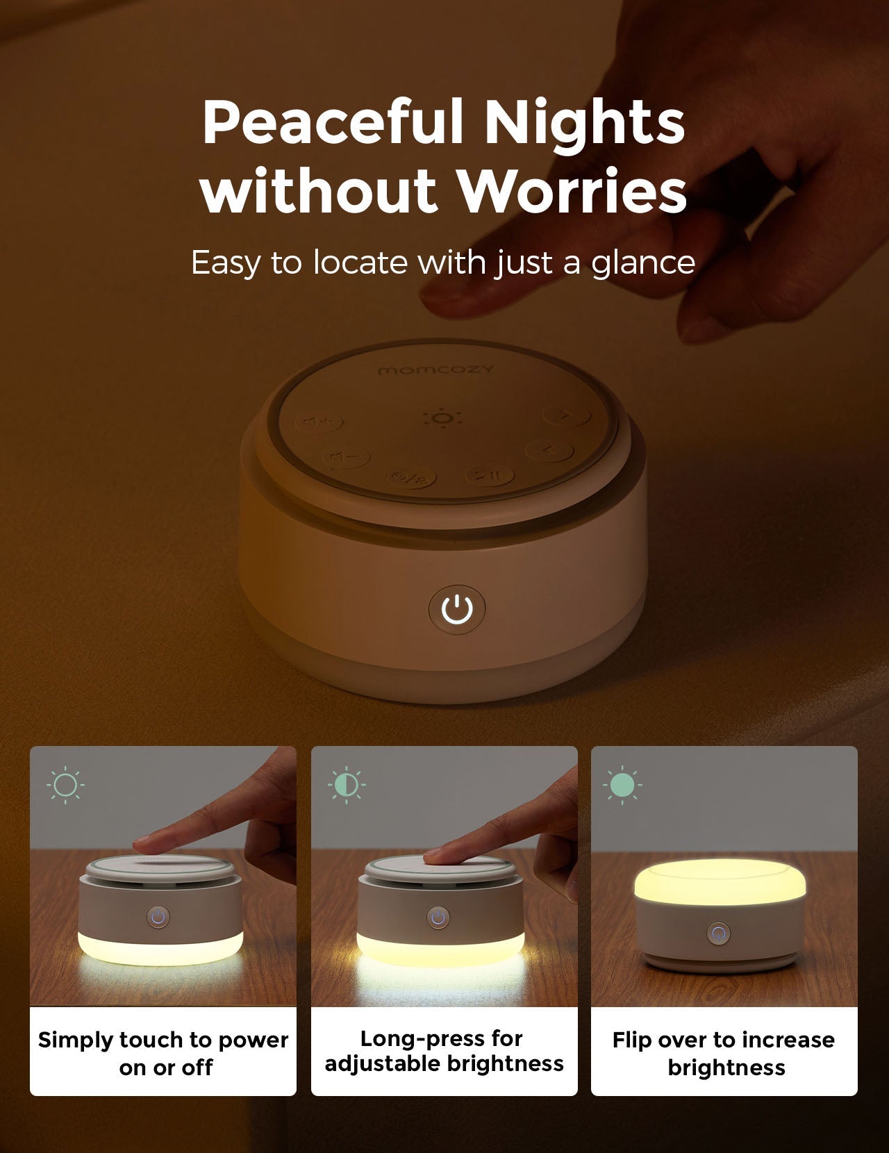 Momcozy Baby Sound Machine - Long Battery Life (Warm Light)