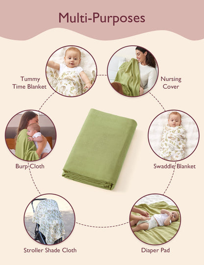 Momcozy Softness Swaddle Blankets -  Rabbit Green (2 Pack)
