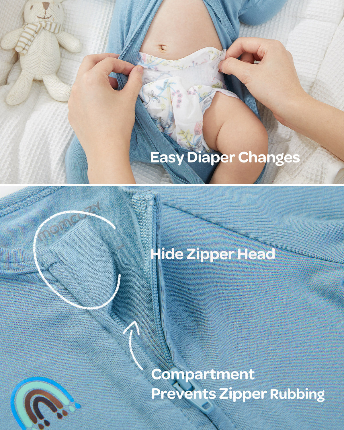 Momcozy Boy Girl Baby Pajamas - Newborn Sleepers - Dull Brown & Pinkish Grey