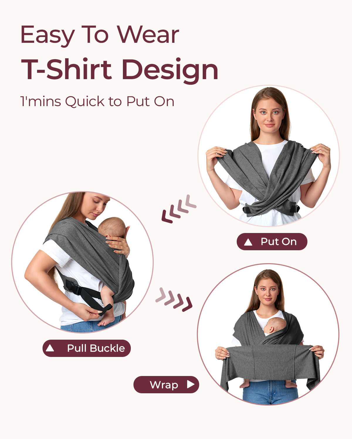 Easy to Wear Hands Free - Baby Wrap Carrier