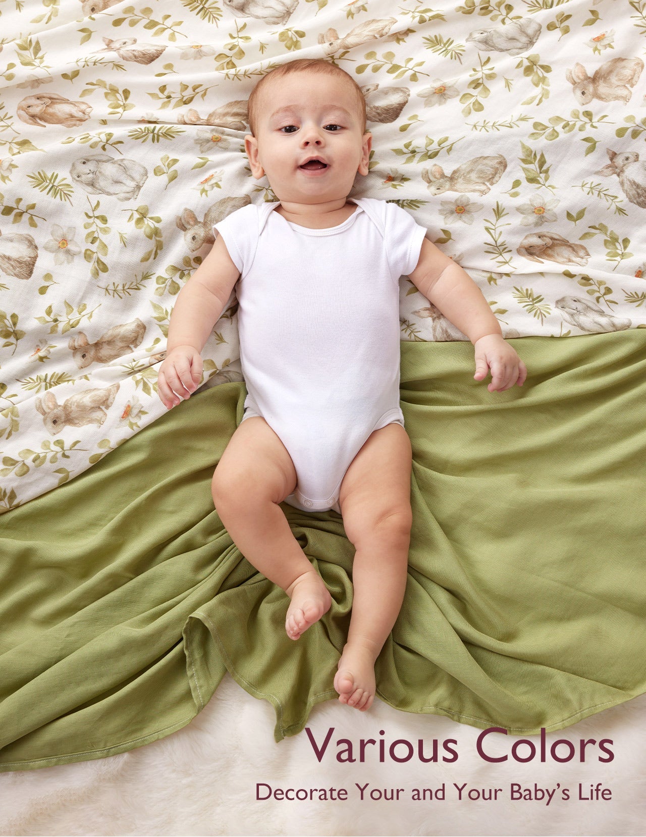 Momcozy Softness Swaddle Blankets -  Rabbit Green (2 Pack)