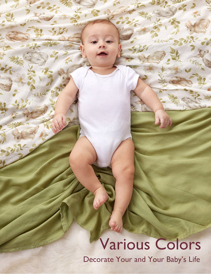 Momcozy Softness Swaddle Blankets -  Rabbit Green (2 Pack)