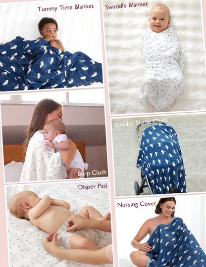 Momcozy Softness Swaddle Blankets -   Midnight Star Clouds (4 Pack)
