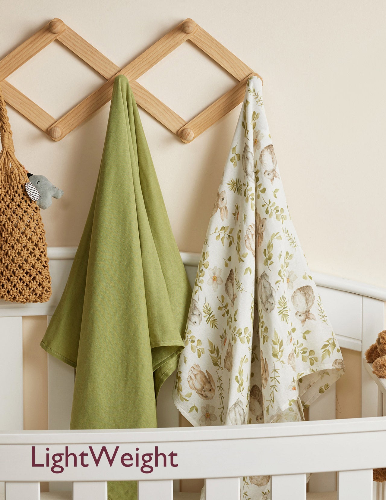 Momcozy Softness Swaddle Blankets -  Rabbit Green (2 Pack)