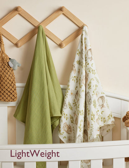 Momcozy Softness Swaddle Blankets -  Rabbit Green (2 Pack)