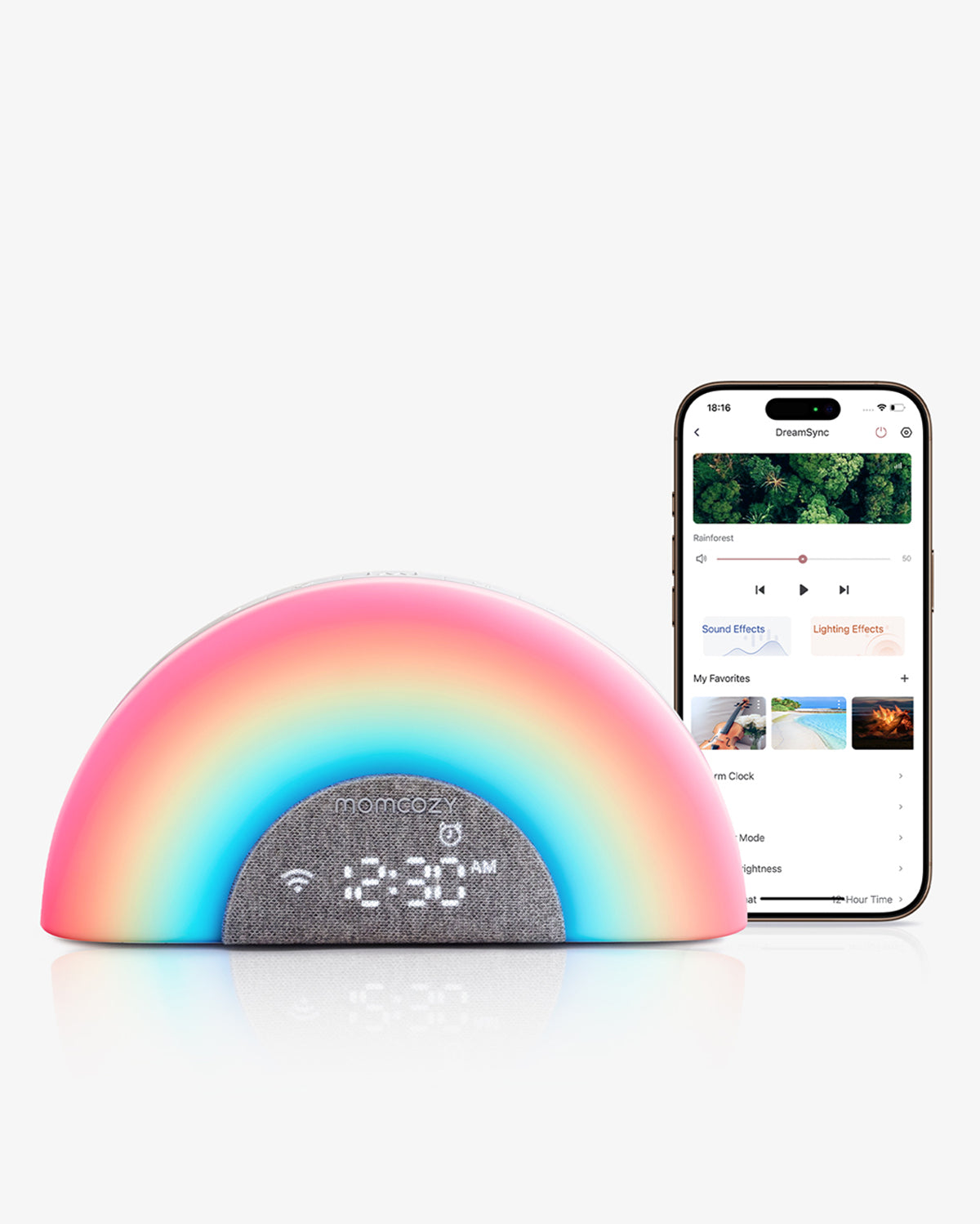 DreamSync Tech™ Smart Baby Sound Machine - Rainbow Light & App Control