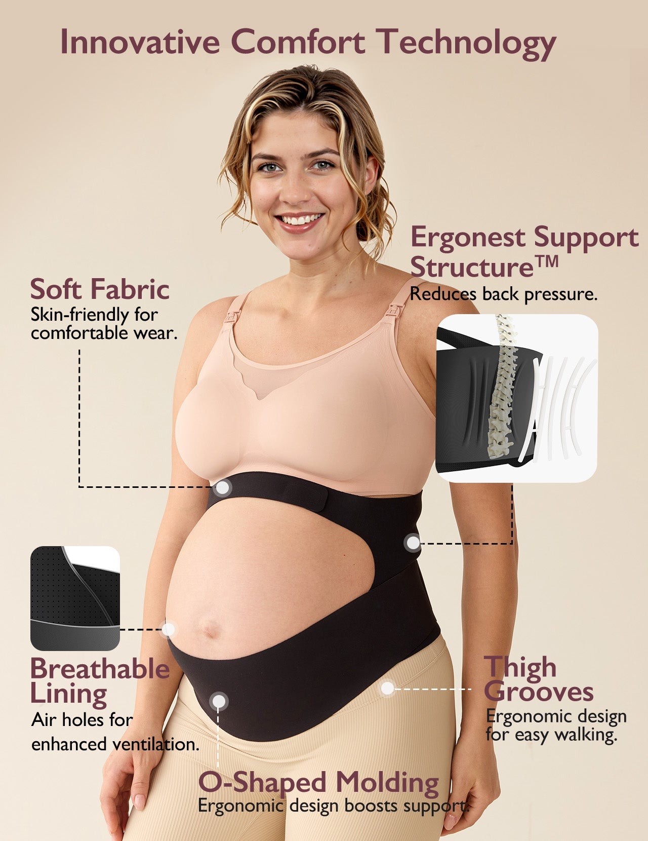 BumpEase Ergonest Maternity Belly Band - Black Color
